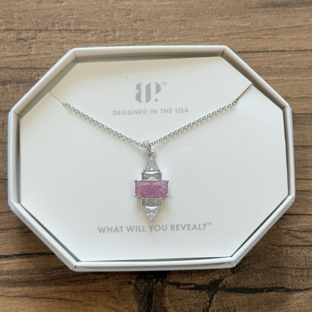 BP OG Necklace RBP8948 "Can't Outshine Me" Lavender Ice Crystal Rhodium NEW - Picture 5 of 5